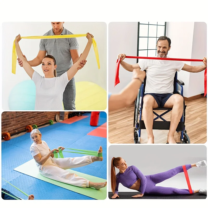 4er-Pack Yoga-Widerstandsbänder: elastische TPE-Stretchbänder für Physiotherapie, Fitness, Yoga, Pilates, Rehabilitation und Stärke – Detail 5