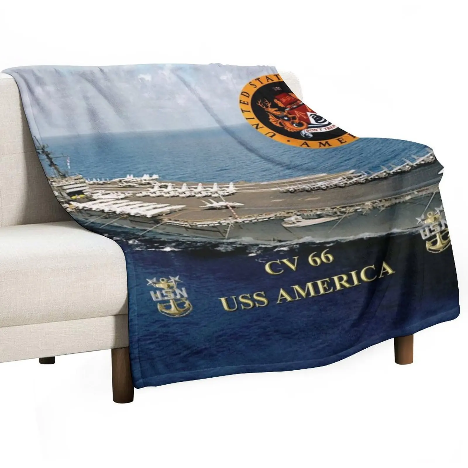 

CV-66 USS America Throw Blanket Retros Stuffeds Quilt Thermal Blankets