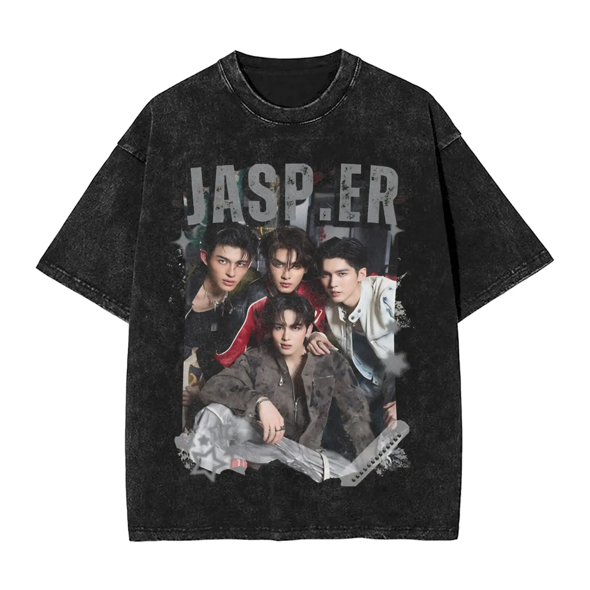 Vintage JASP T-Shirt Men Crew Neck Cotton Washed T Shirts Thailand Group Short Sleeve Tee Shirt Gift Idea Clothes