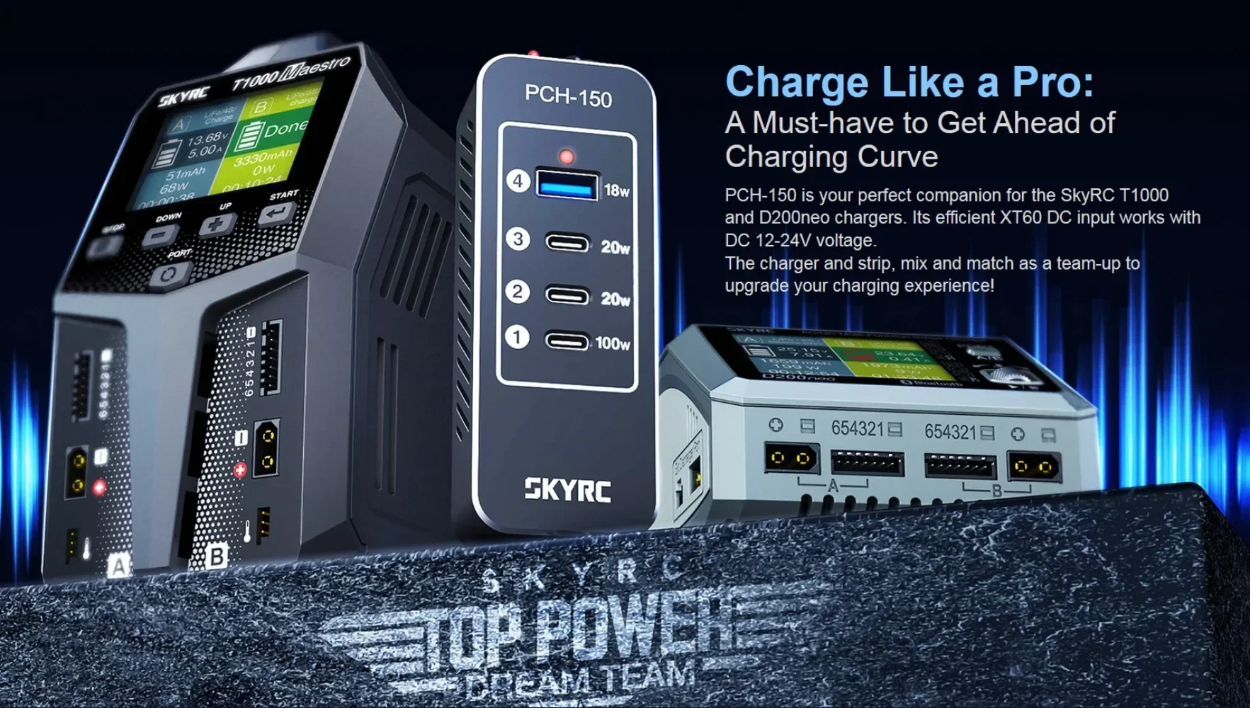 

SKYRC PCH-150 158W Power & Charging Hub Compare with T1000 D200neo Maestro Charger Discharger for Remote Control Device Part