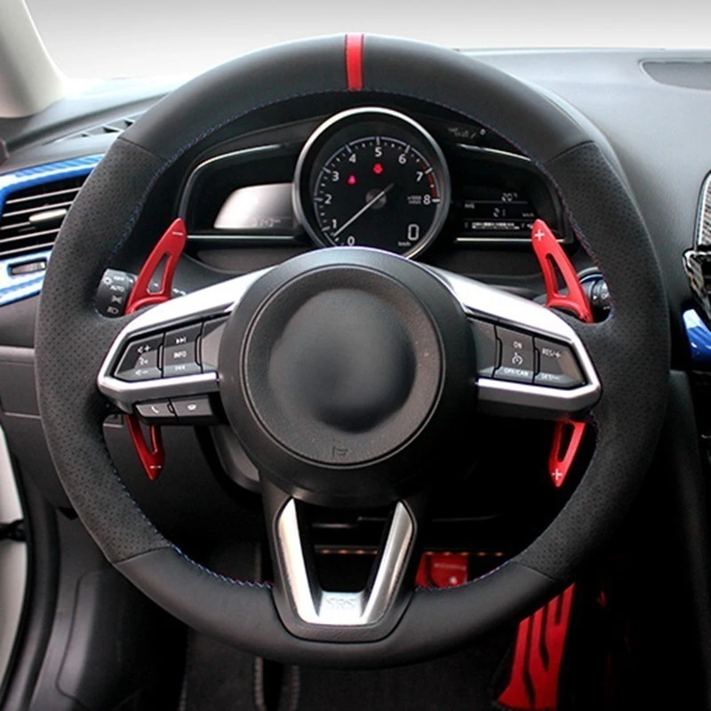 Customized Car Steering Wheel Cover Hand Sewing Suede Leather Braid For Mazda 3 Axela 2017-2018 Mazda 6 Atenza CX-3 CX-5 CX-9