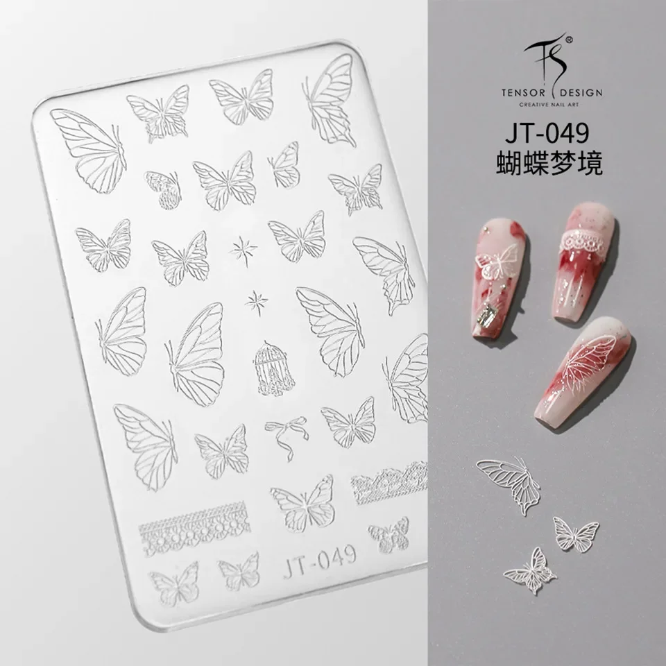 Papillon Rose fleur nœud papillon grille étoiles ruban dentelle Nail Art Silicone sculpture moule fleur charme Chic flocon de neige modèle
