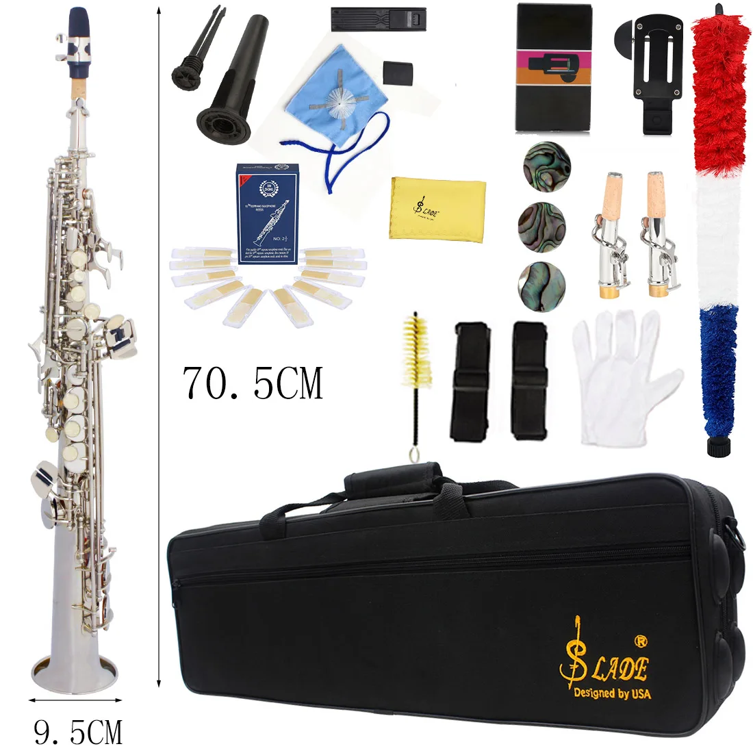 

SLADE Soprano Saxophone Bb Flat Professional Woodwind Instrument Brass Straight Sax With Case Musical Instrument Accessories