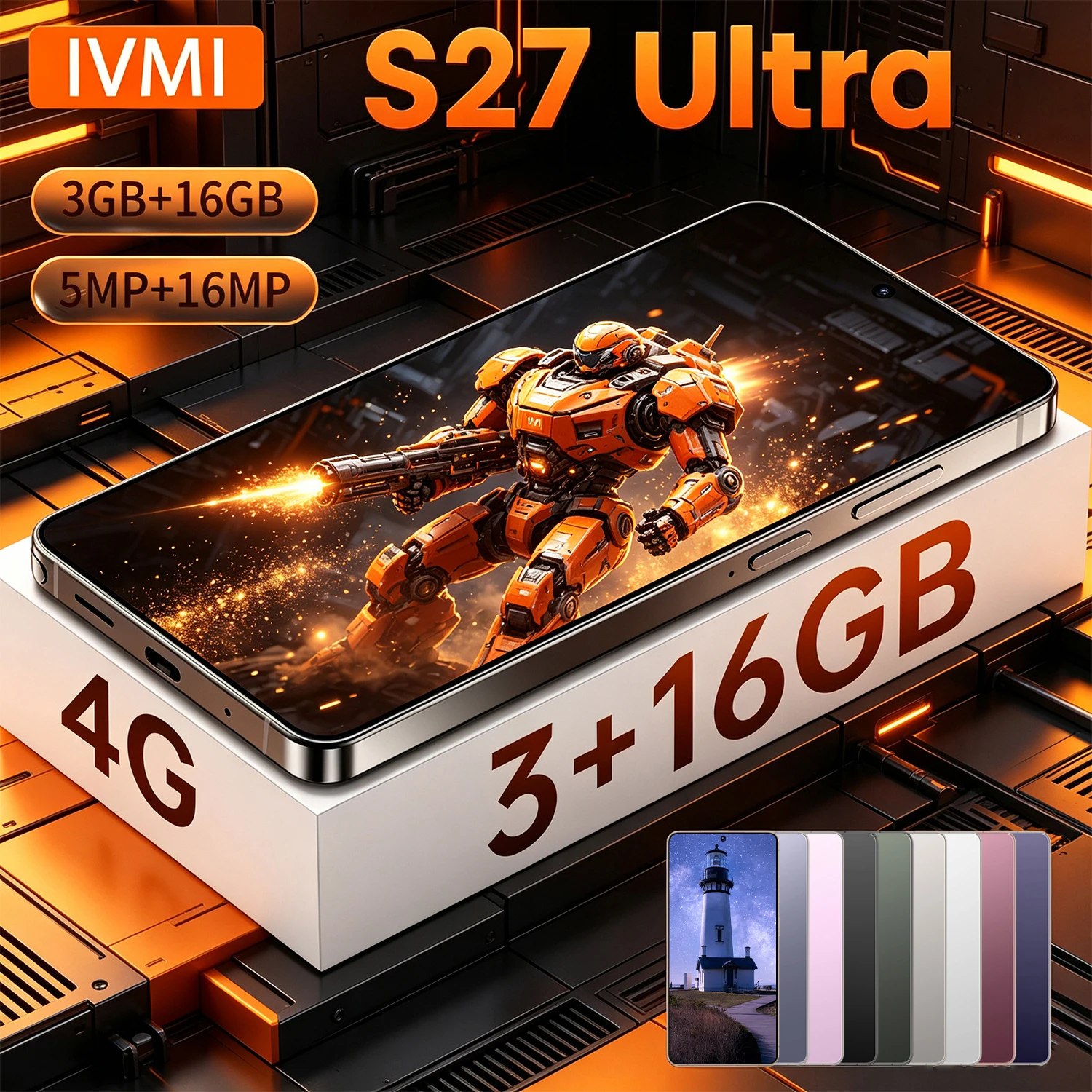 IVMI Smartphones S27 Ultra Android 10.0 Dual SIM 3GB RAM 16GB ROM 6.9" WIFI Bluetooth Play Store 4G Cellphone Mobile Phones