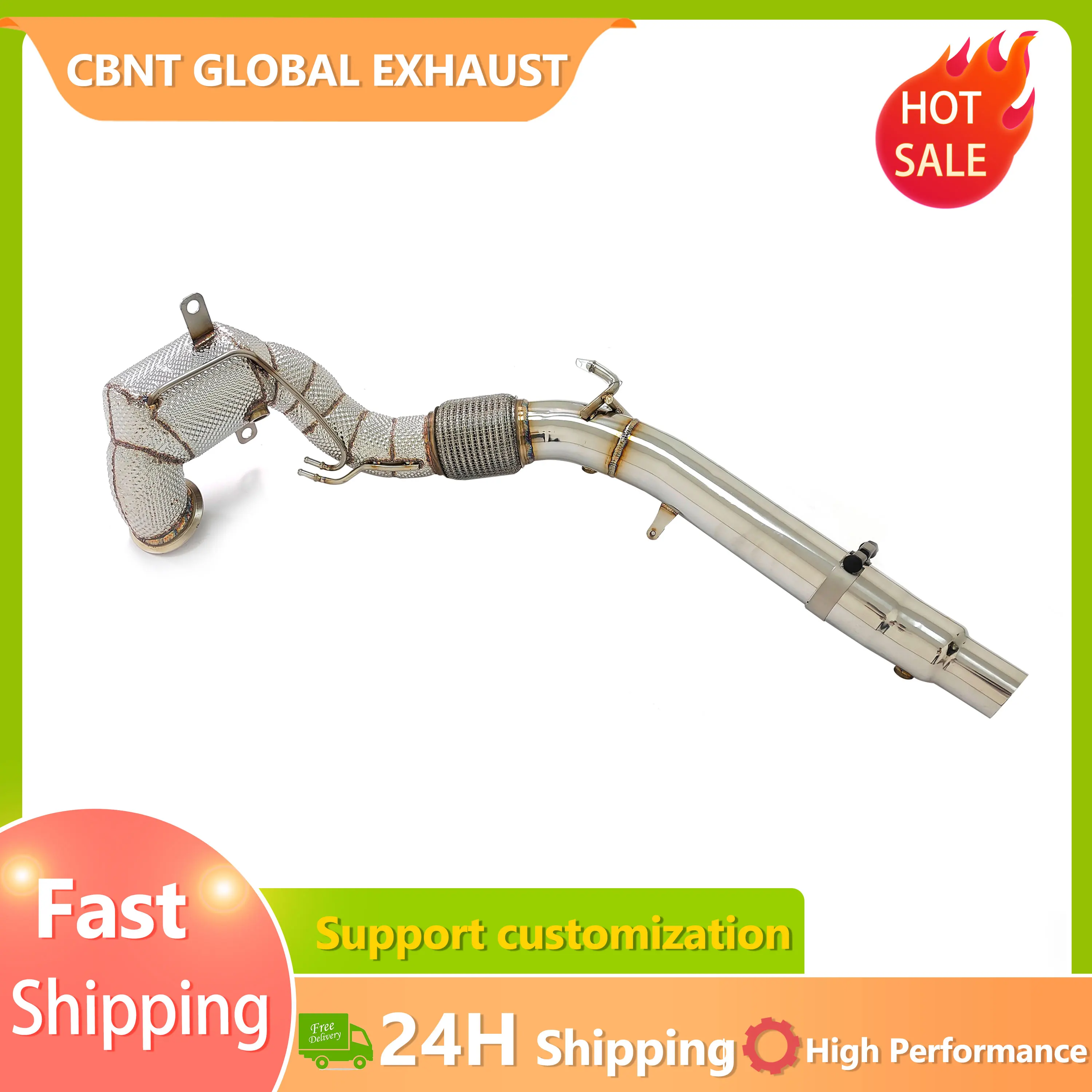 CBNT High Quality Racing Downpipe for VW Volkswagon Tiguan L 2.0T Sport Downpipe With Heat Shield OPF Performance Exhaust System