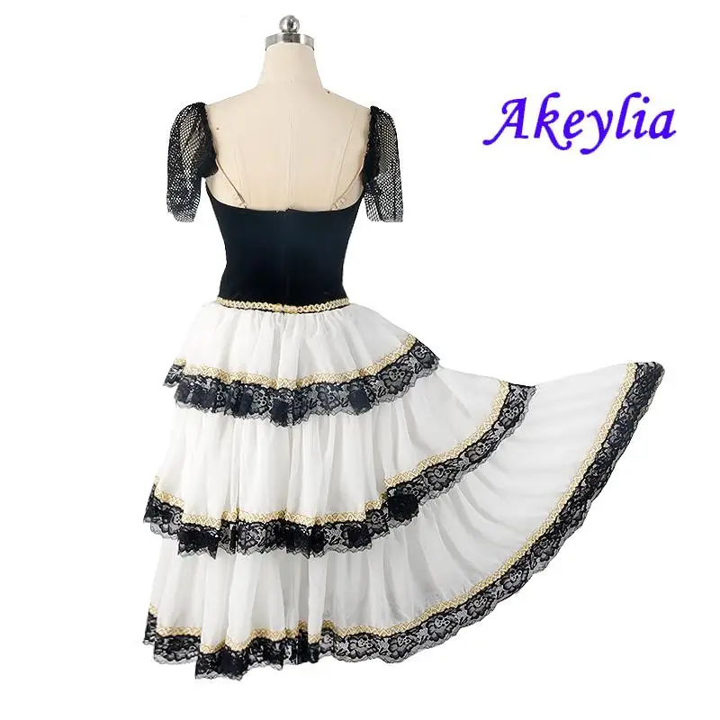 black white Don Quixote Romantic Tutu Spanish Kitri Ballet Dress women Professional Tutu Spanish Dance Costume for girls JNBL34