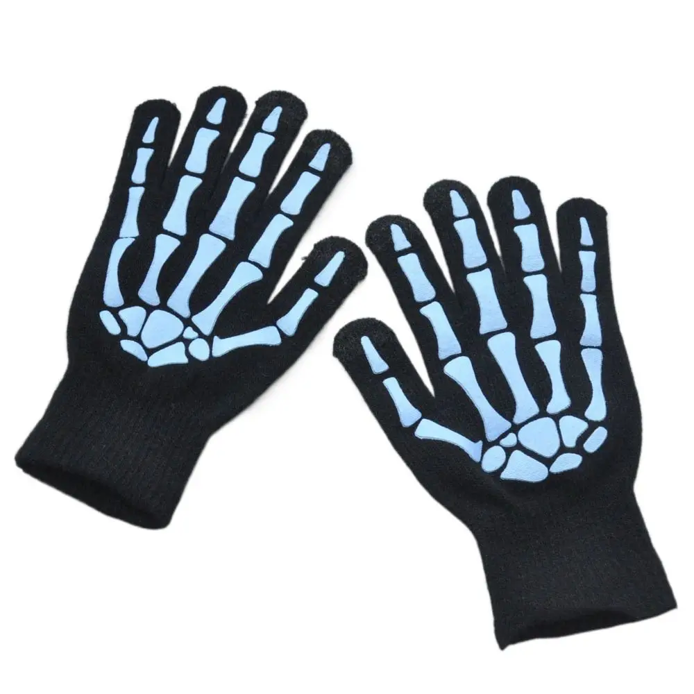 Full Finger Halloween Gloves Thicken Cosplay Prop Luminous Skeleton Claw Gloves Windproof Glowing Gloves image 3