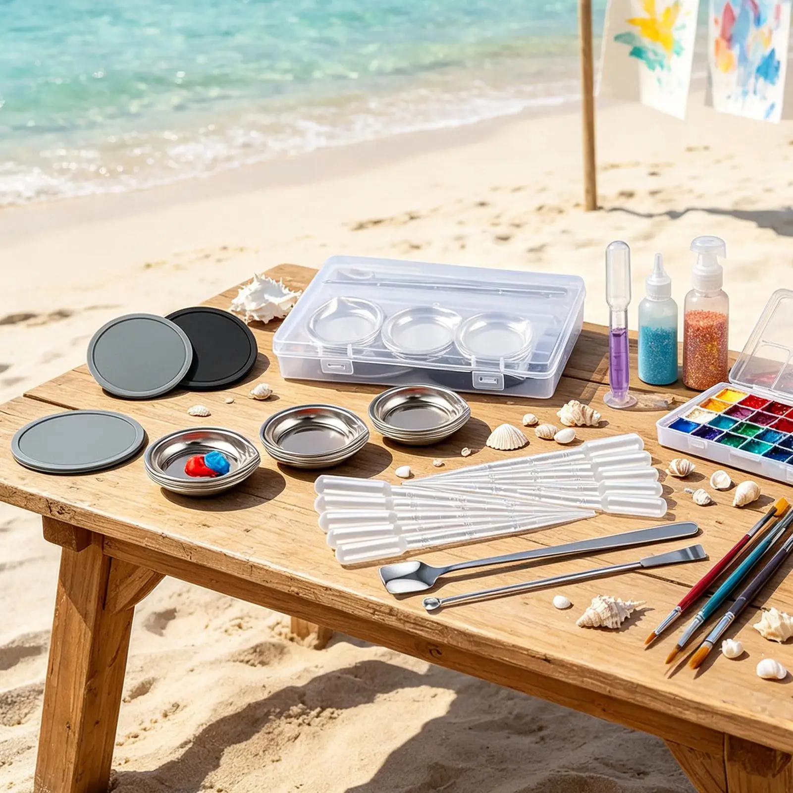 Paint Tray Palette DIY Art Painting Mixing Pallet And Stirrer Model Painting Mixing Tray For Artist Painter Student Teacher