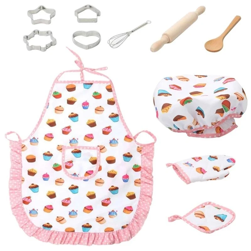 

Y4qa Kitchen Playset Chef Set Set Up Kids Cooking Kits Роль для игры для игры в течение 3 лет.