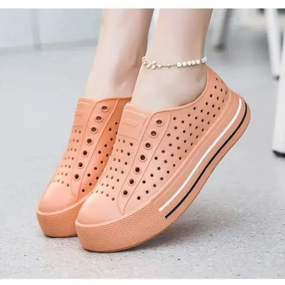 Thick Bottom Hollow Out Casual White Shoes Height Increasing Sandals Women Summer Outdoor Wading Seaside Vacation Beach Shoes