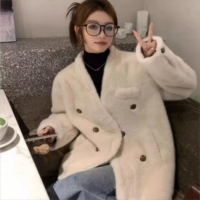 2023 Winter New Advanced Sense Of Environmental Protection Fur Coat Women Loose Imitation Mink Fur One Ermine Coat