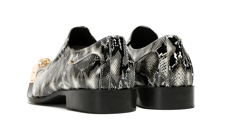 Herrenschuhe aus echtem Pythonleder, formelle Anzugschuhe mit Metallketten-Dekor, luxuriöse Modeschuhe für Frühling und Herbst, Business-Bankett-W – Detail 5