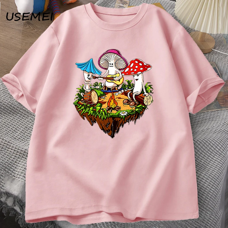 Hippie Magic Mushroom Tshirt Funny Graphic T Shirts Streetwear 90s Men\'s T-shirts Man Hippie Cotton Tee Shirt T-shirt Male