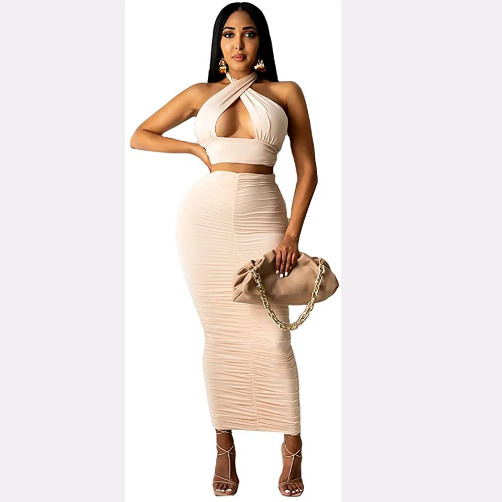 Sexy Party Elegant Casual Dresses For Women Sleeveless Robe 2 Piece Sets  Fashion  Women's Outfits Club Birthday Free Shipping