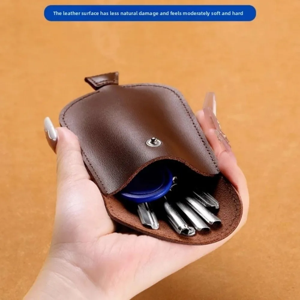 Mini Key Holder Household Multi-Functional Key Case Faux Leather with Pull-Out Design Key Chain Key Bag For Cars, Office, Travel