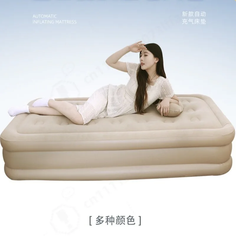 Automatic Height Flocking Mattress Portable Floor Shop Lazy Camping Sleeping Mattress Outdoor Inflatable Mattress