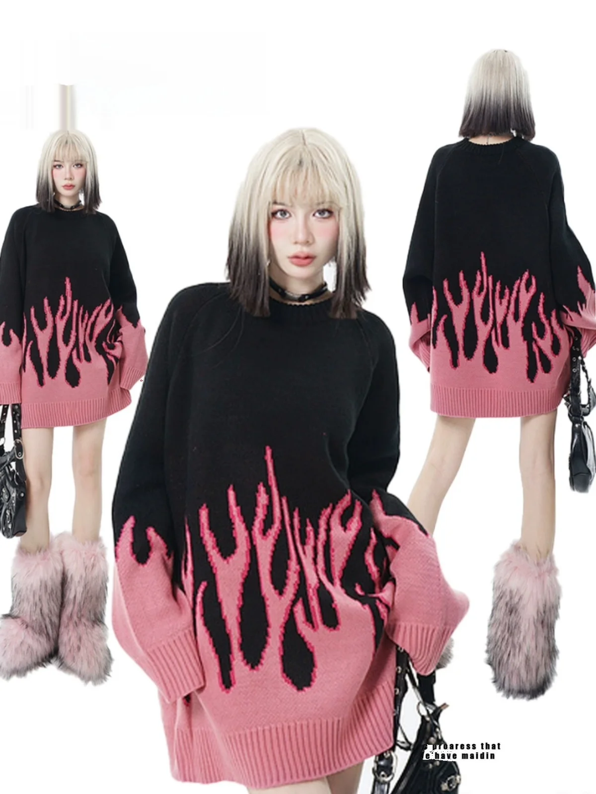 

Boeax Street Sle adient Color Blo вязаный свитер для мужчин и женщин оверсайз длинный све круглый пуловер Ne модный повседневный