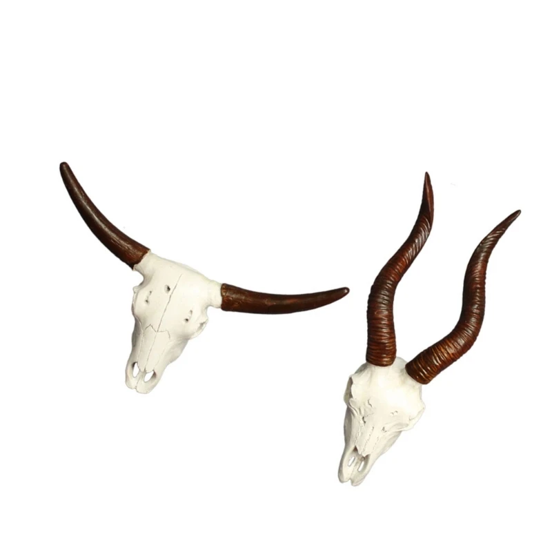 Long Horn Bulls Head Eye Catching Animal Skull Craft Art Decors Resins Material Dropship