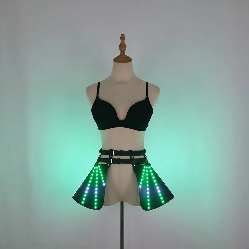 LED Light Up Glowing Skirt Rave Party Wear Stage Performance Mini Dress Club KTV Night Entertainment Fluorescent Apparel Costume