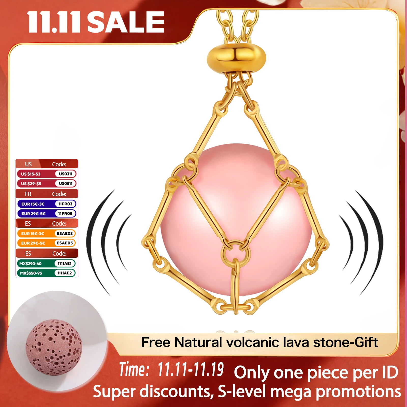 Eudora Bola de Grossesse Necklace 20mm Angel Caller Tree of Life Musical Bell Pendant Maternity Jewelry Gift for Pregnant Women