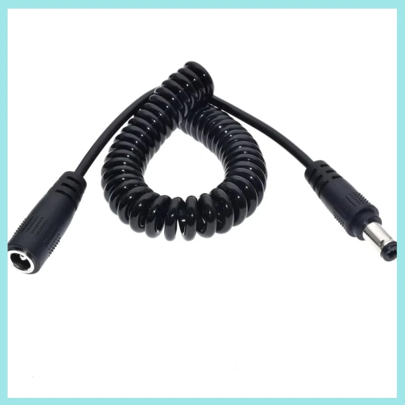 1.5m 12v DC 5.5*2.1/2.5mm Male To Male/female Bend Double Straight Head Monitoring Power Supply Connection Spring Cable B2