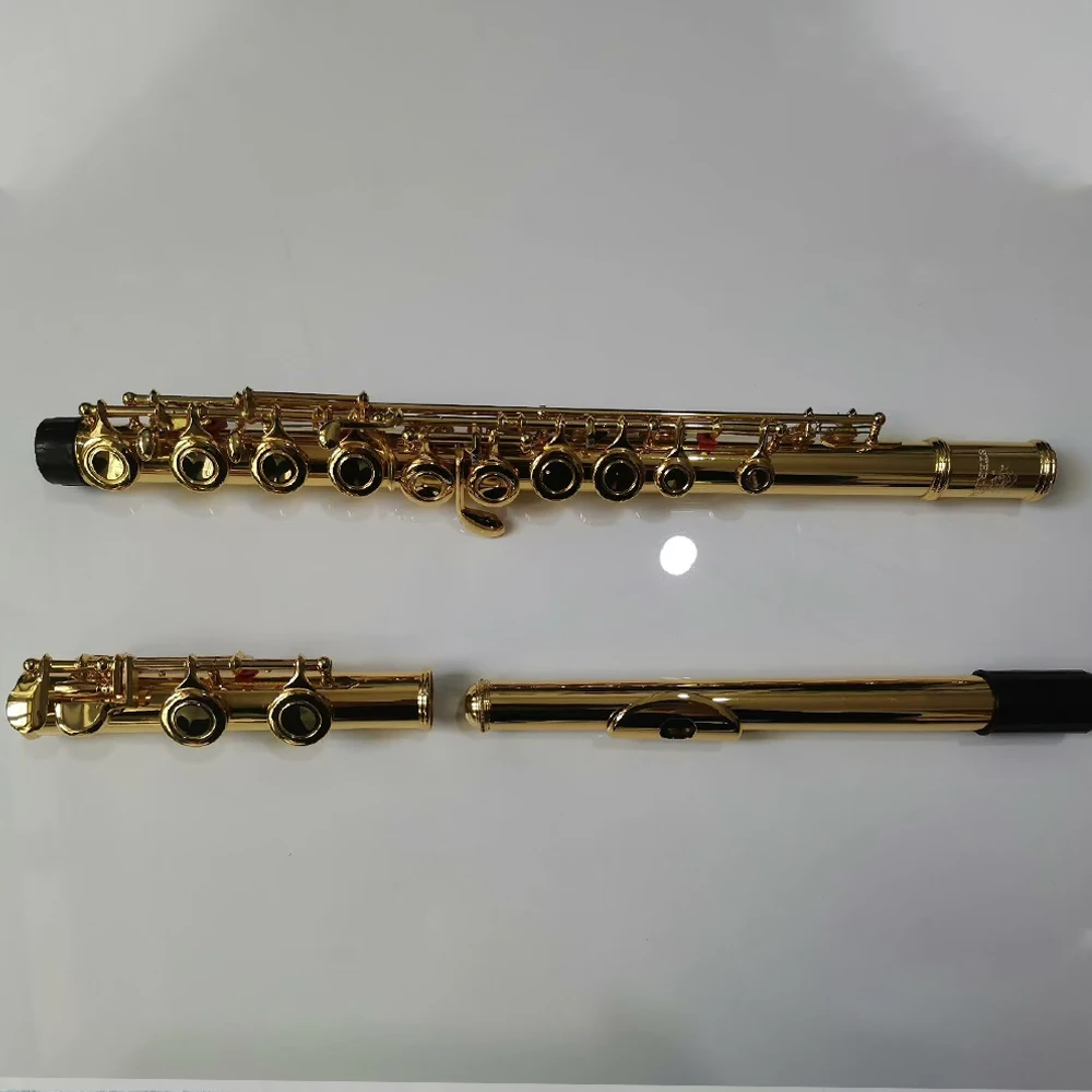 Professional Flute Nickel Plated Gold 16 Hole C Key E Key French Keys Professional Playing Jazz Instruments with Case