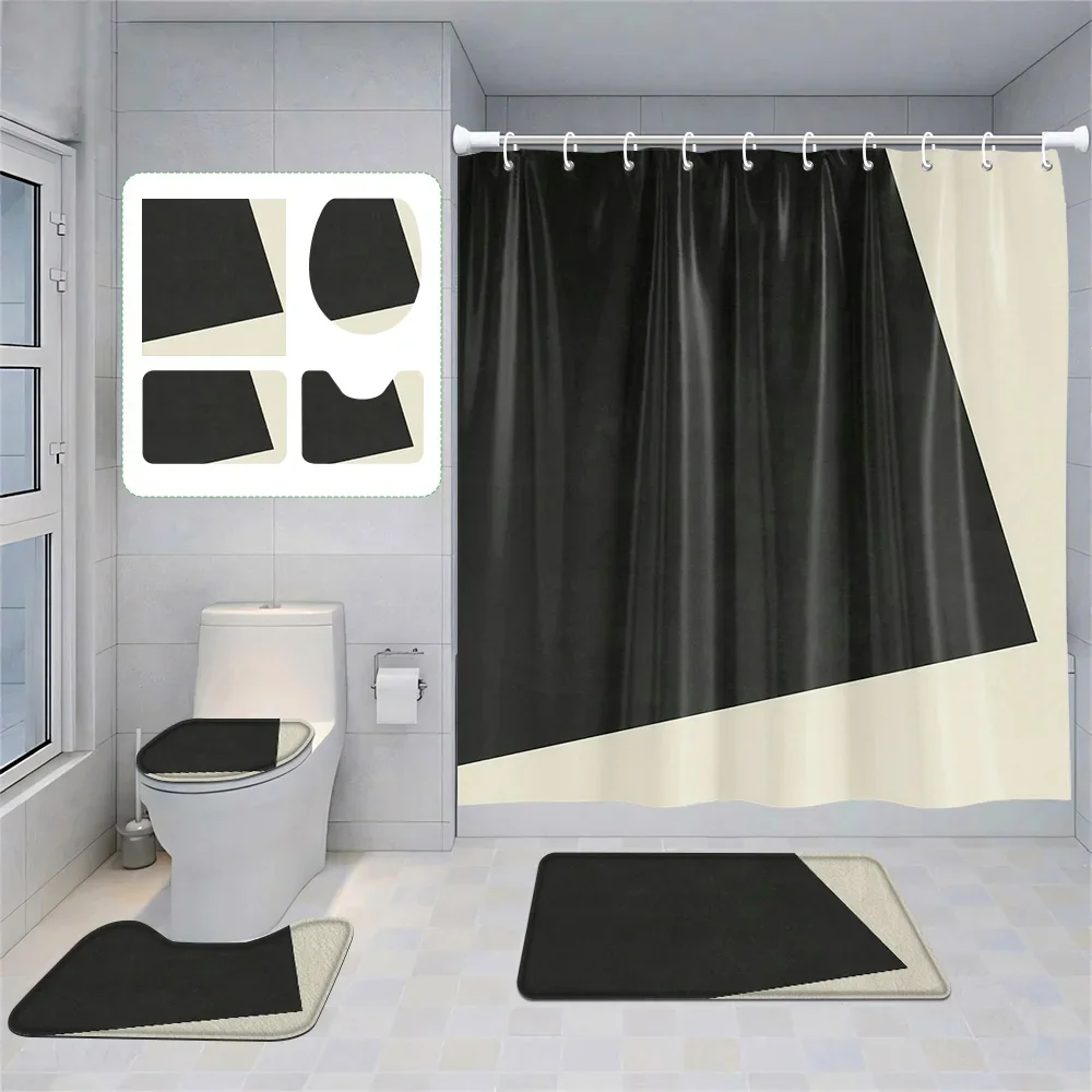 

Скандинавский минималистичный абстрактный геометрический костюм для ванной комнаты Morandi, занавеска для душа, напольный коврик, коврик для унитаза, четырехсекционное украшение для дома