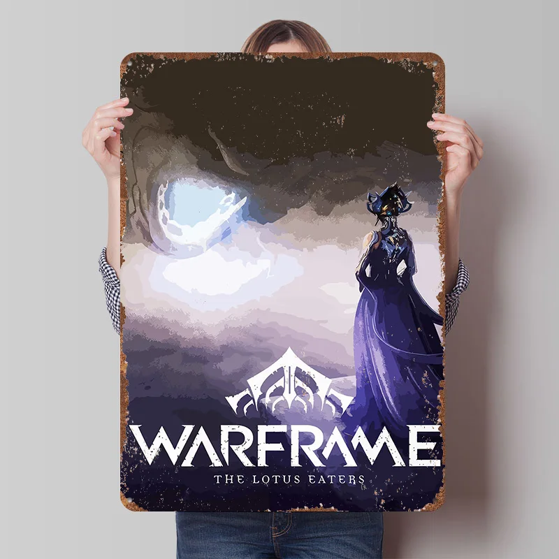 Warframe: The Lotus Eaters Metal Poster Customized Wall Art Retro Vintage Tinplate Signs for Living Room Decorations Wand Deko