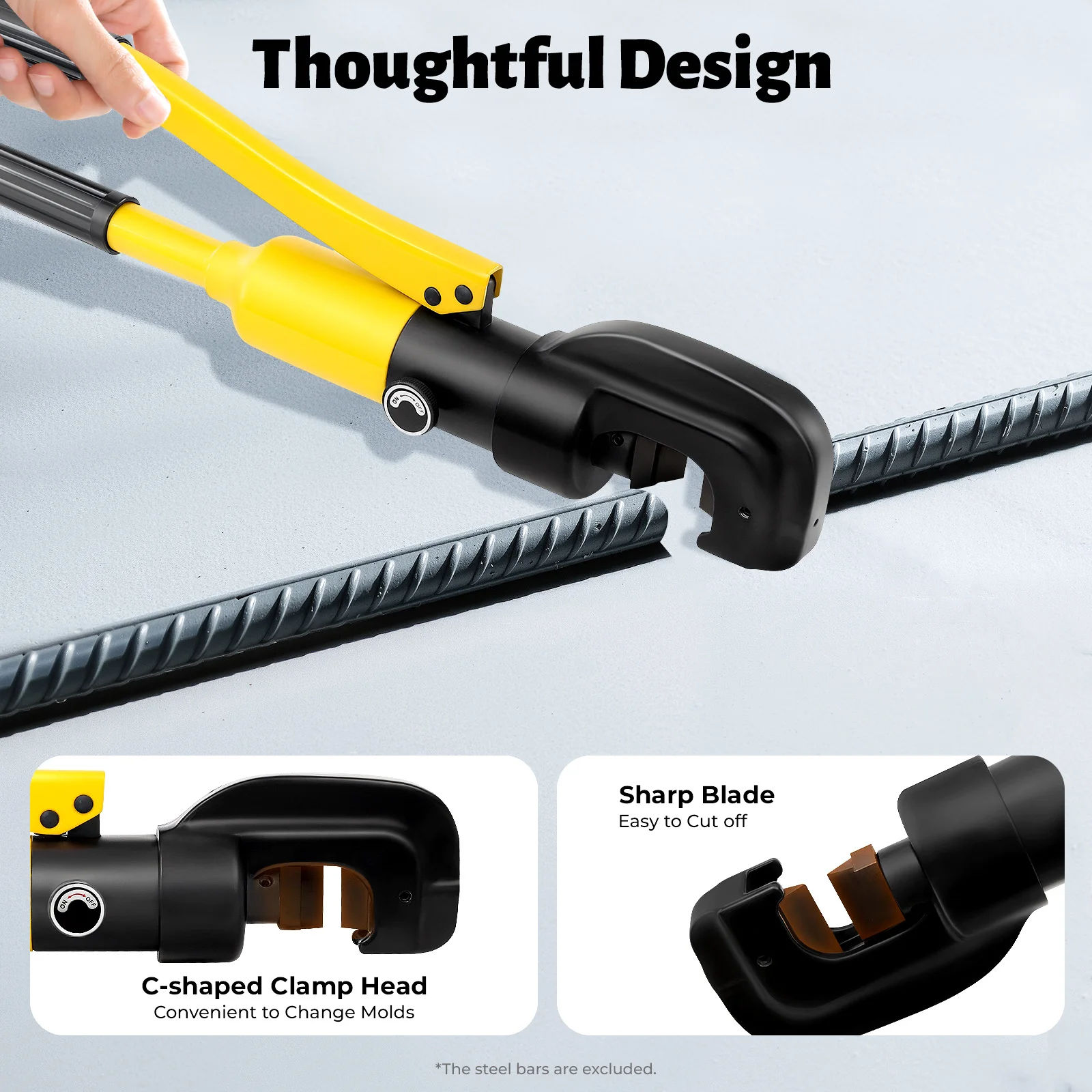 

Rebar Cutter 22mm|Steel Cutting Rebar Cutter|Manual Hydraulic Steel Bar Cutting Tool with 28660LBS Force
