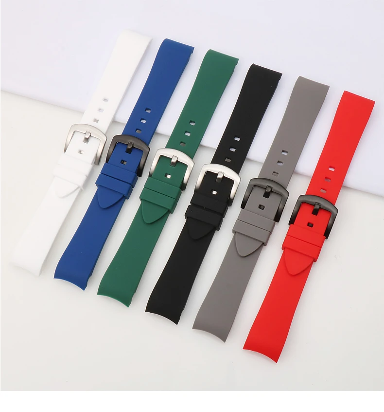 Soft Silicone Strap Curved Arc Rubber Watch Band Men Sport Waterproof Bracelet Watch Accessory 18mm 20mm 22mm 24mm Universal