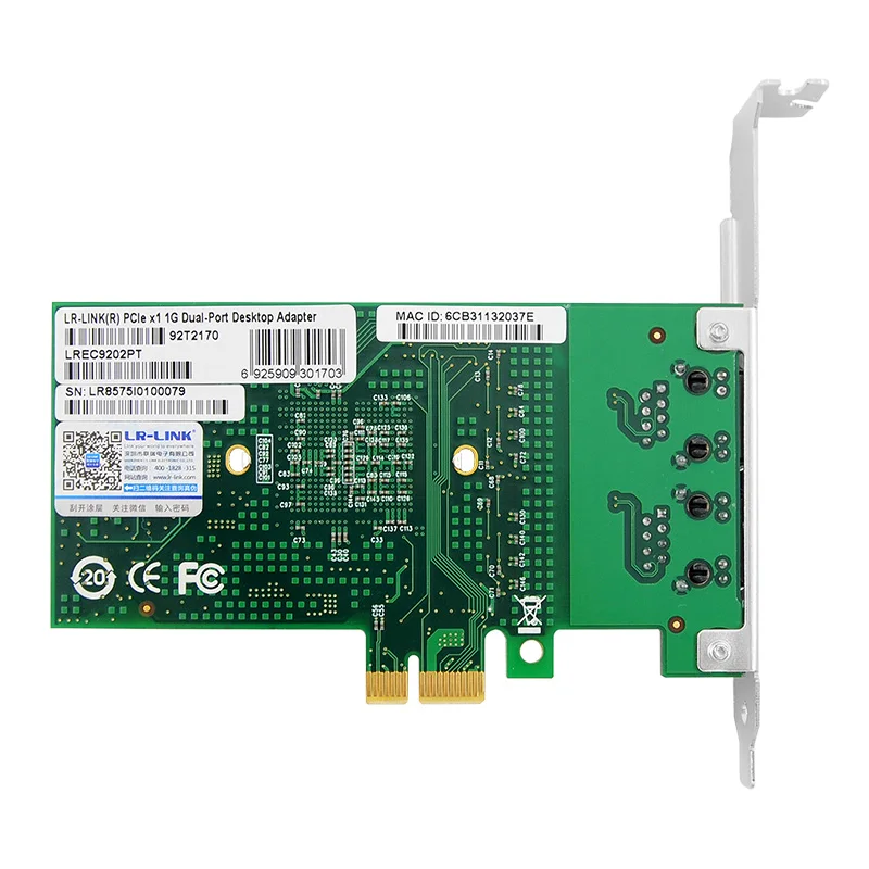 LR-LINK 9202PT Gigabit Ethernet Card Network Adapter PCI-Express x1 Dual Port RJ45 Lan Card PC Intel 82575