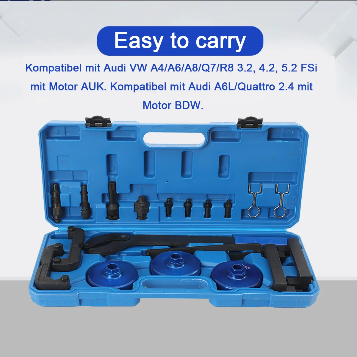 مجموعة أدوات توقيت عمود الحدبات متوافقة مع محرك أودي VW 2.0،2.4، 2.8، 3.0T، مع مفتاح ضبط عمود الحدبات T40079 T40269 T40297