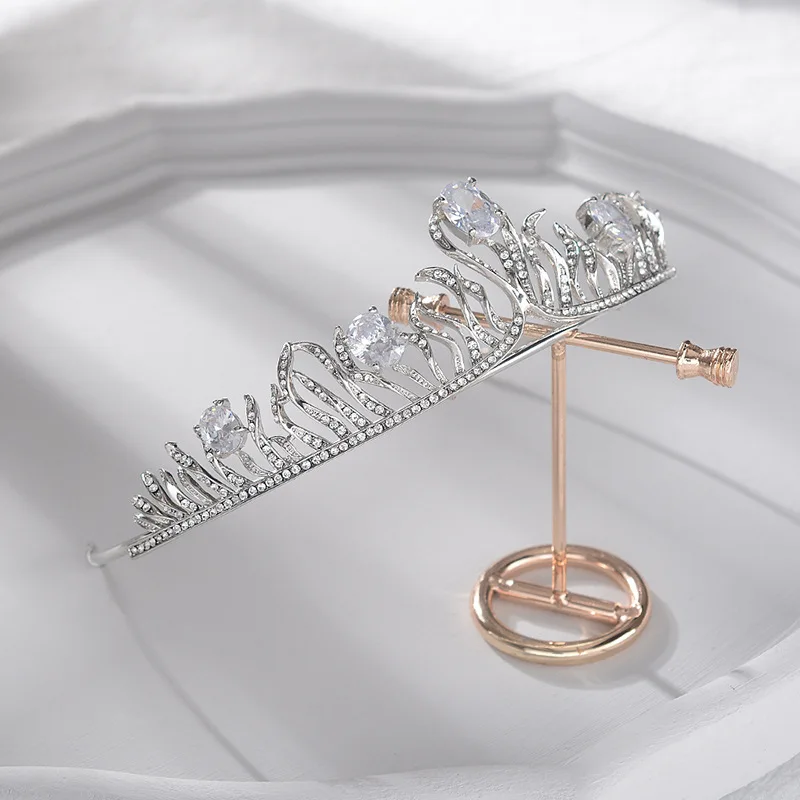 Acessórios de cabelo de casamento elegantes: tiara de noiva e faixa de cabeça com decorações de zircônia