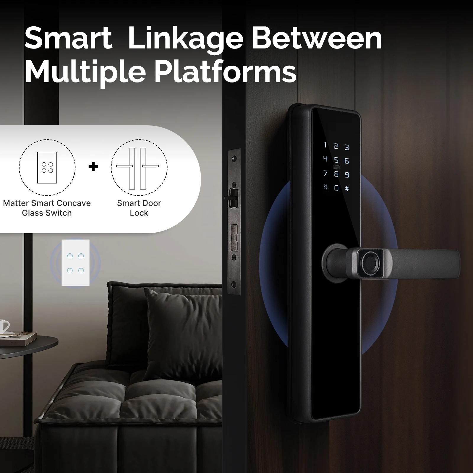 MOES Tuya Matter WiFi Konkaver Glasschalter EU/US Smart Light mit Alexa Google Home Apple Home Smartthings Neutralleiter erforderlich