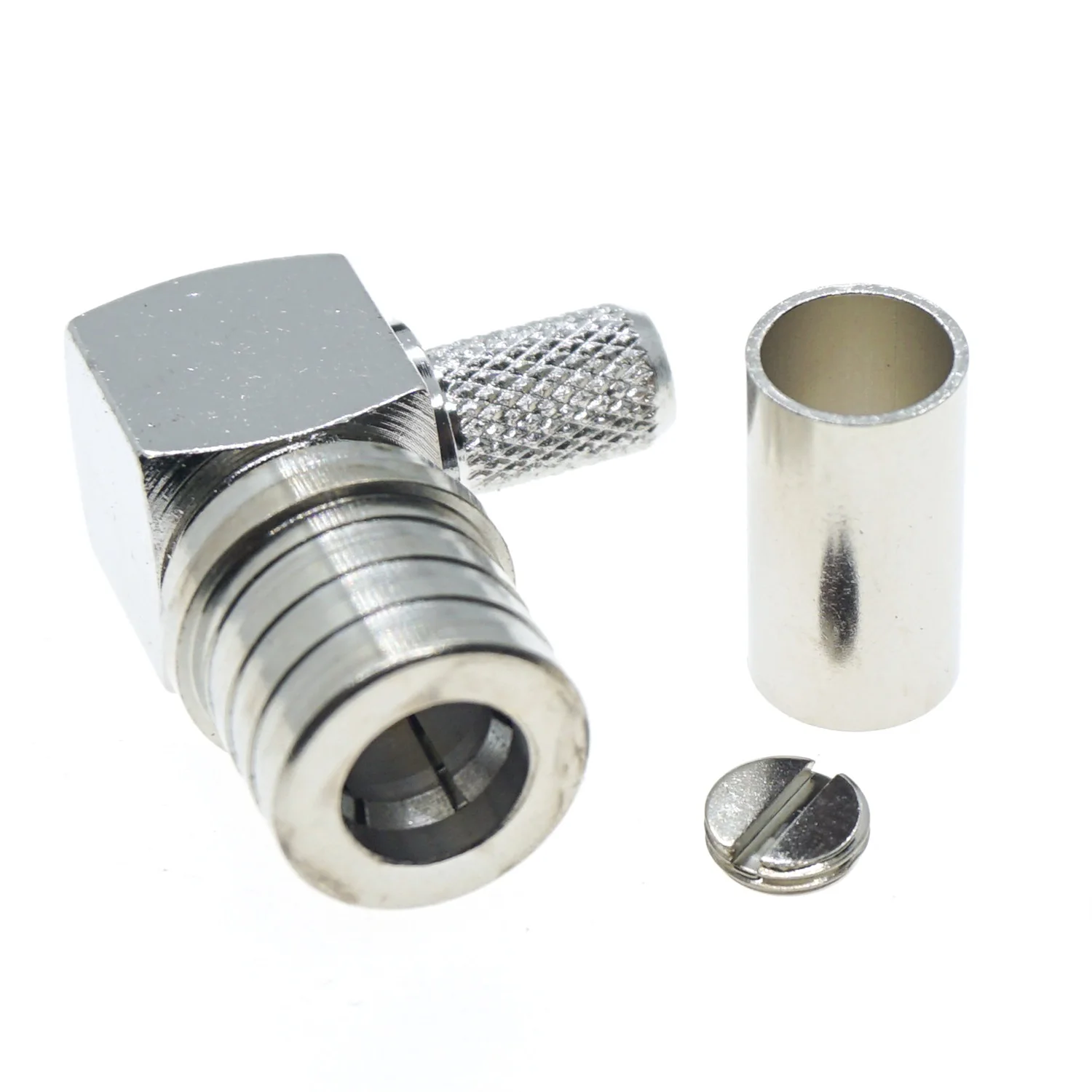 QMA Male Plug Right Angle 90 degree Crimp for LMR195 RG58 RG400 RG142 Cable Lot RF Connector