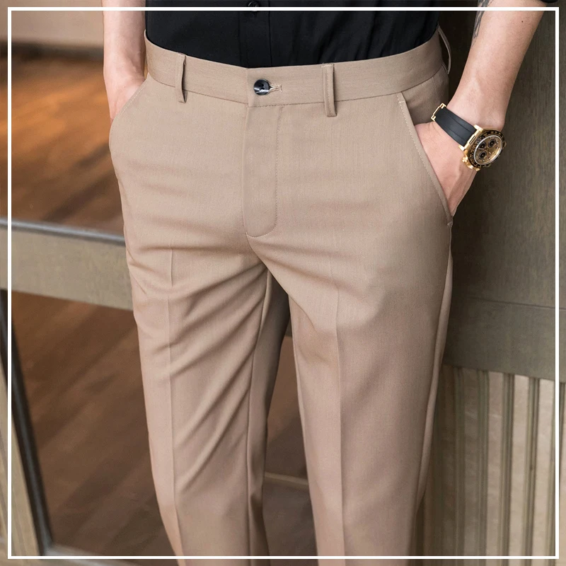 

Smart Casual British Style Skinny Suit Pant Cropped Pants Straight Fashion Korean Version Spring Summer Men's Clothing 2024