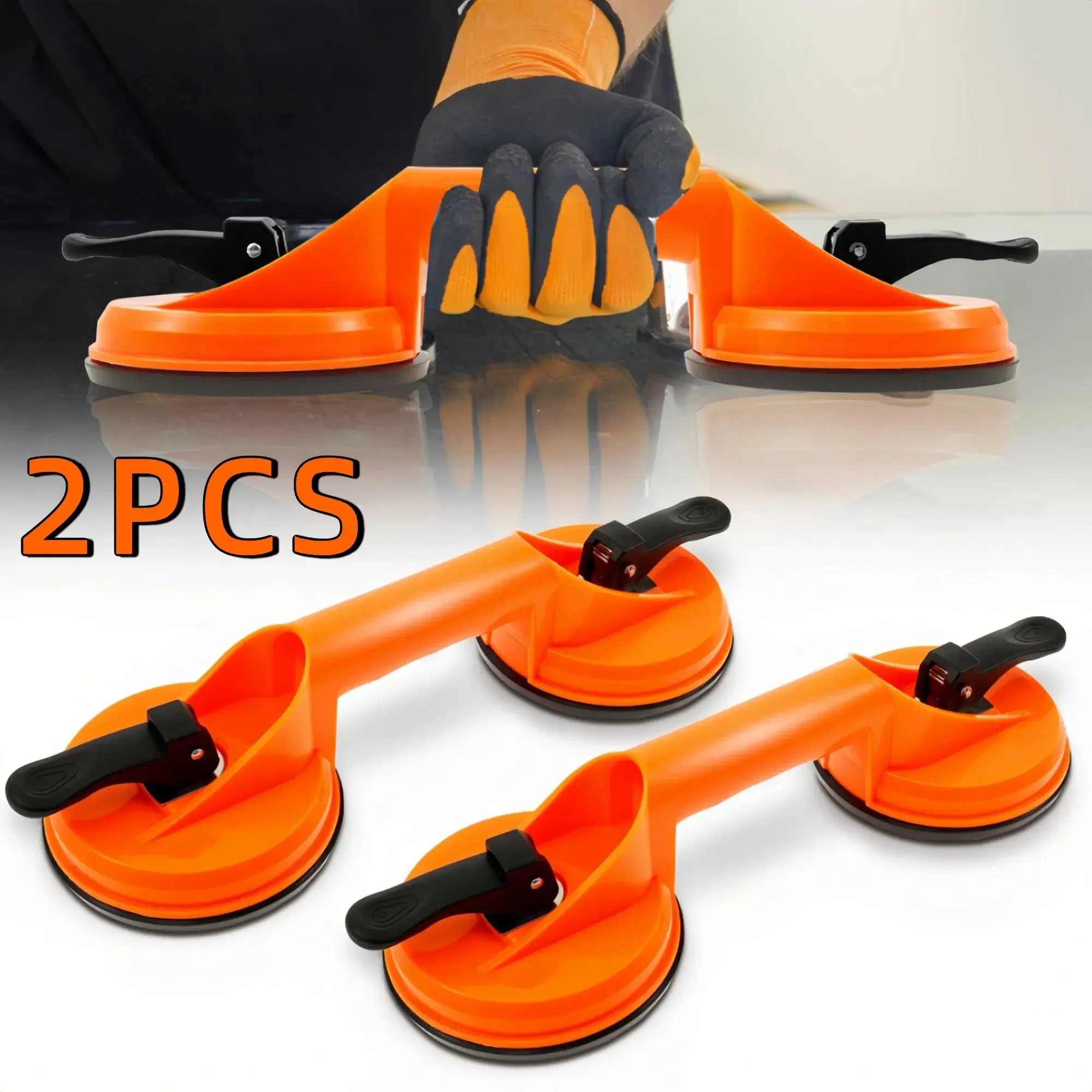 

2Pcs New Glass Lifting Suction Cups Heavy Duty Vacuum ABS Handle Holder for Lift Floor Tile Auto Car Windshield Repair Hand Tool