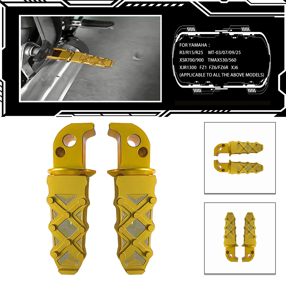 Motorcycle Footpegs Compatible with Yamaha R3 R15 R25 MT-03 MT-07 MT-09 MT-25 XSR700 XSR900 TMAX530 TMAX560 for All Years