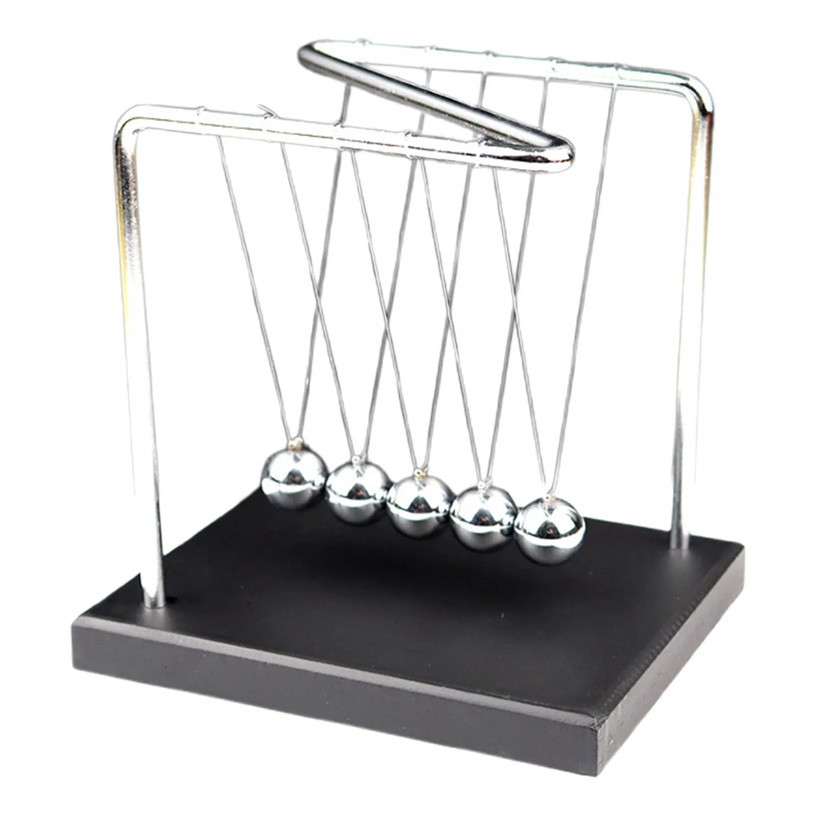 

Desktop Newton Pendulum Ball with Solid Wood Frame Swinging Metal Balls Physics Science Gadget for Work Space Decoration and