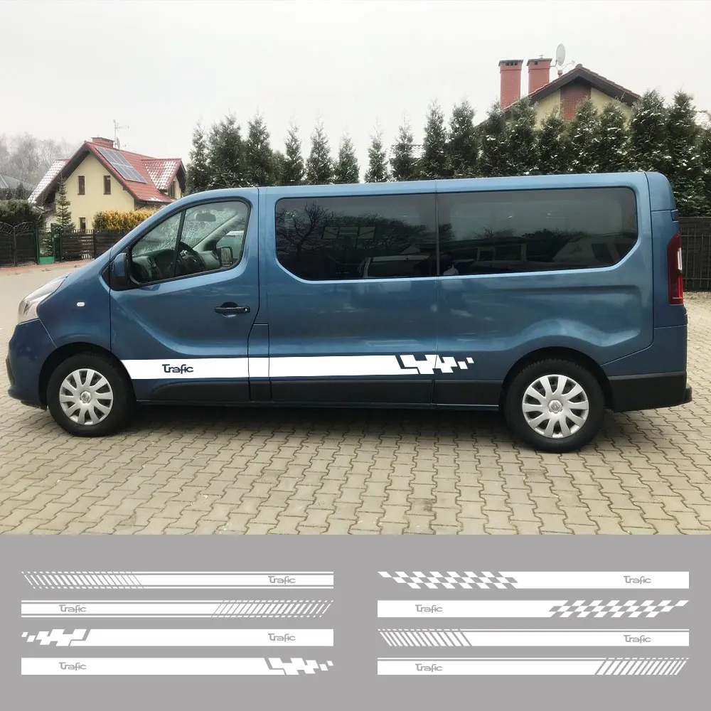 

2PCS Car Door Stickers For Renault Trafic 3 2 MK1 MK2 MK3 Tuning Accessories Camper Van Side Stripes Graphics Vinyl Film Decals