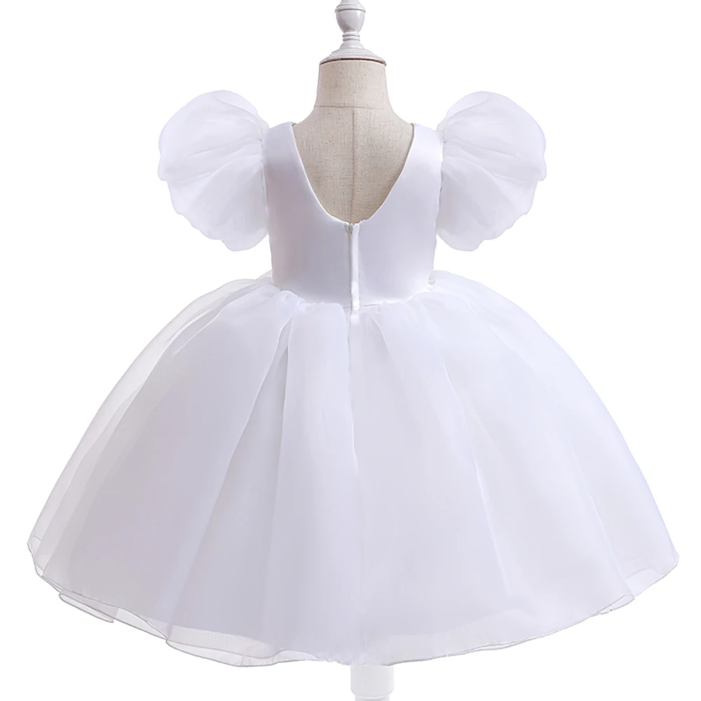 Fashion Baptism Bridesmaid Party Girls Dresses Puff Sleeve Wedding Birthday Princess Prom Dress for Girl First Communion Costume