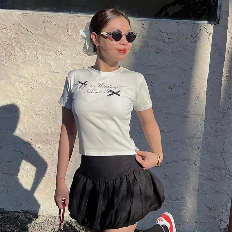 O-Ausschnitt Basic T-Shirt Frauen süße Streetwear Sommer grau einfache T-Shirts solide schlanke