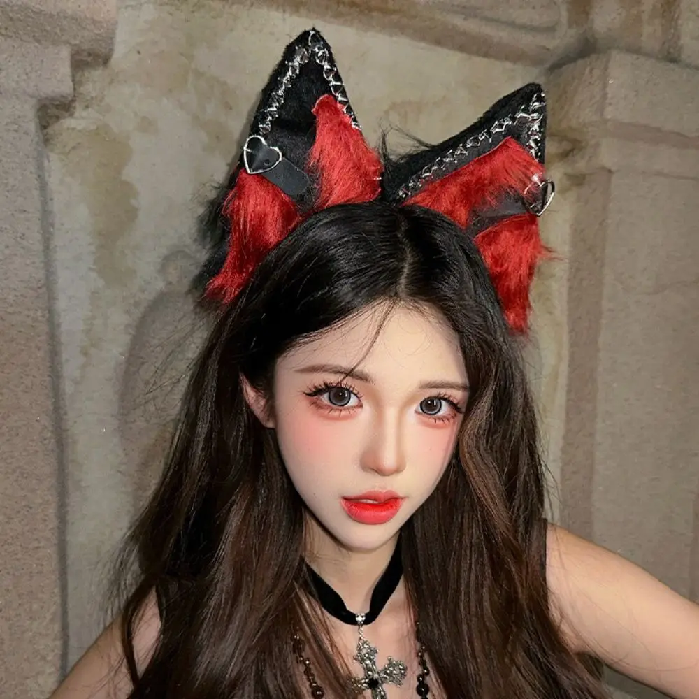Practical Animal Cat Ears Headband Y2K Furry Gothic Headband Faux Furs Reusable Animal Ear Headpiece Photo