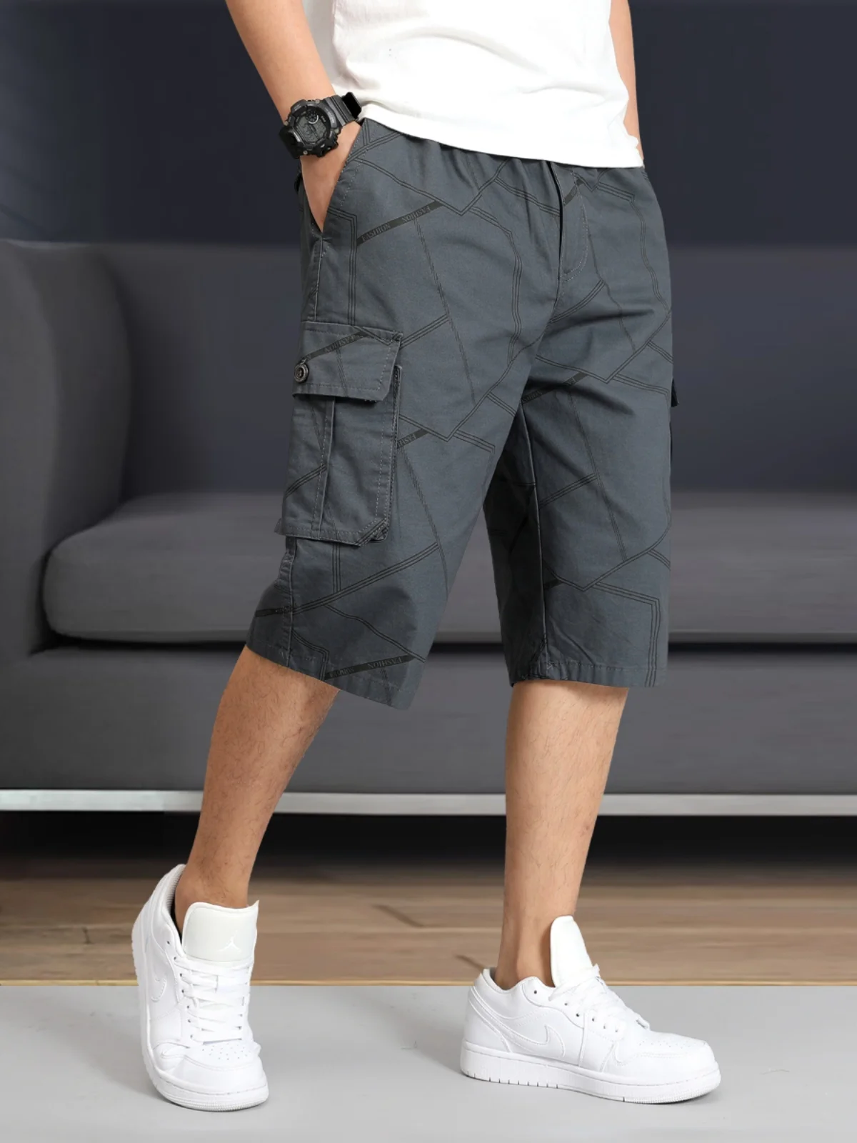 

Summer Thin Casual Loose Straight Military Workwear orts Men's Faionable Seven-Foot Pants Brand Special S Multi-ket