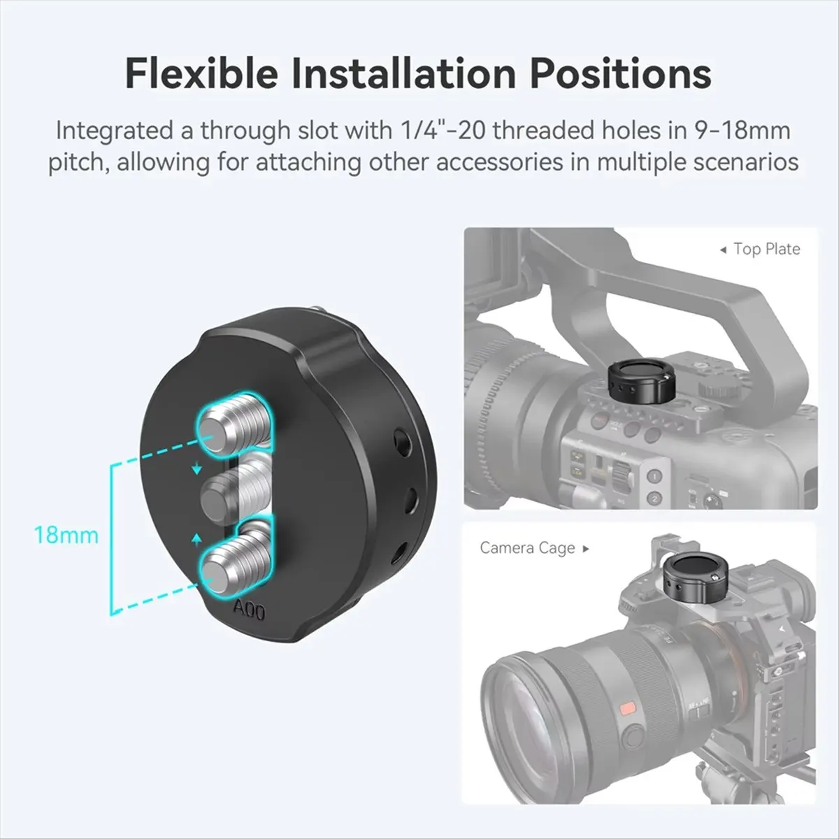 Cage for with A 18mm Through Slot with 1/4in-20 Threaded Hole Mount on the Camera to Track Devices MD4149