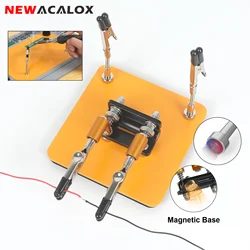 NEWACALOX Magnetic Helping Hand Soldering Third Hand Tool with Alligator Clips Flexible Metal Arms Electronic Repair Tool