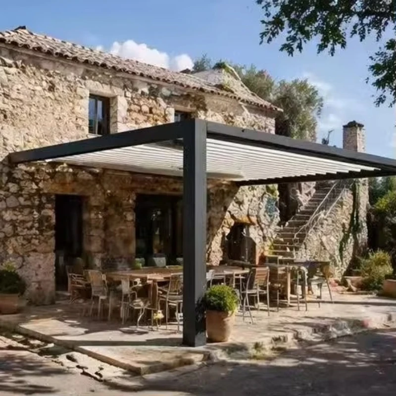 

Versatile Aluminum Pergola Windproof Rainproof Motorized Roof Large Scale Assembly With Multi Option Custom Design