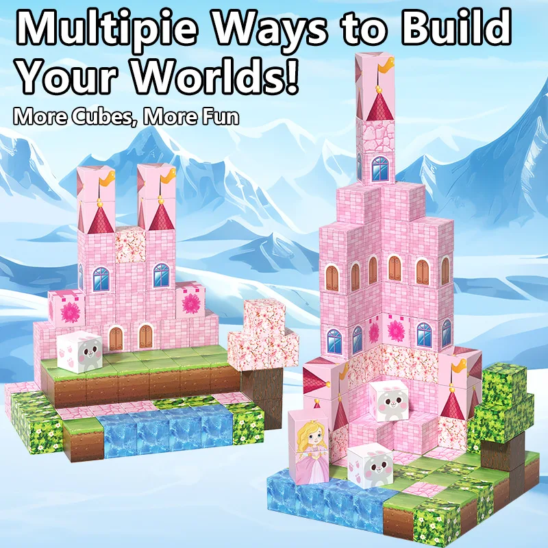 Castello magnetico Principessa Giardino STEM Cubi magnetici da costruzione Bambini Giocattolo sensoriale Montessori Ragazzo Ragazze Puzzle Regalo