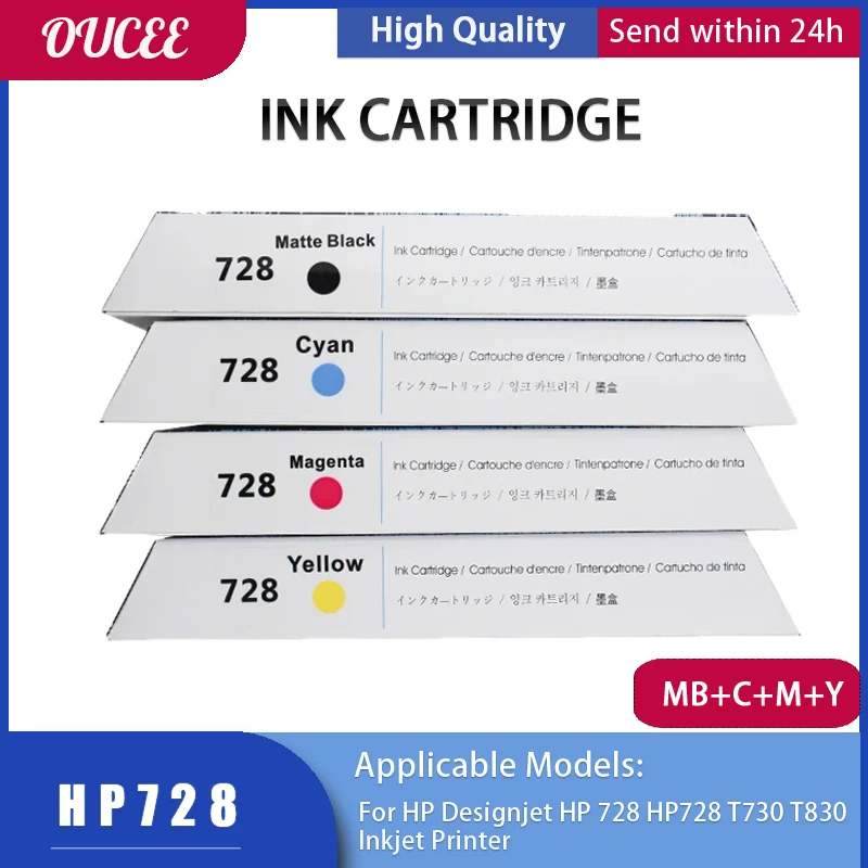 for HP728 Ink Cartridge For HP Designjet HP 728 HP728 T730 T830 Inkjet Printer 300ml 4 Colors Plotter Large Format Printer