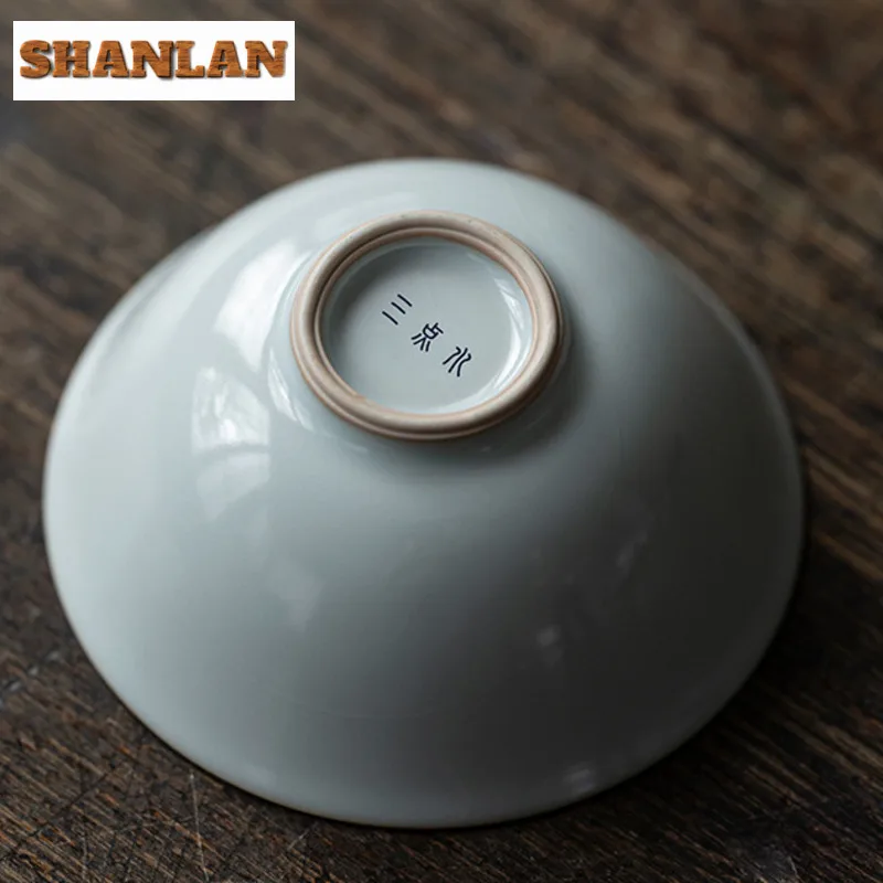 100ml Boutique Azure Ru Kiln Porcelain Tea Bowl Handamde Ice Cracked Glaze Teacup Personal Master Cup Chazhan Kung Fu Teaware